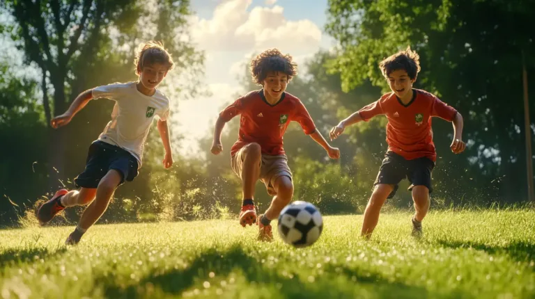40 coole Fußballgeschenke - Perfekt für Fans und Spieler 21 Eine Gruppe von Jungen, die mit einem Fußball läuft.