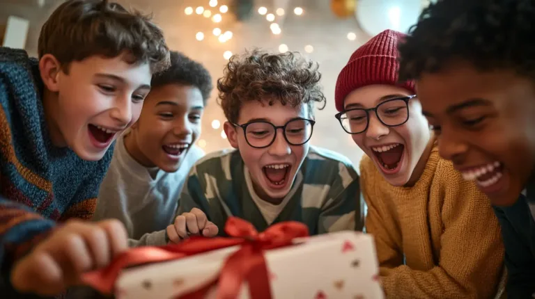50 coole und kreative Geschenkideen für Jungen 2026: Begeisterung garantiert! 3 Eine Gruppe Kinder öffnet ein Geschenk