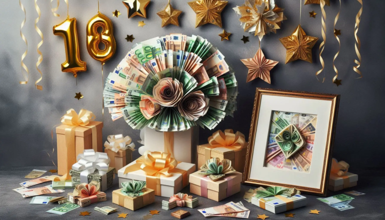 Geldgeschenk 18 Geburtstag - 98 Ideen 1 Geldstrauss und Bilderrahmen voll mit Geld und viele Origami Geldscheine